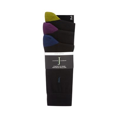 Pack of three multi-coloured contrast toe socks